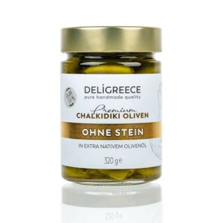 Premium Grüne Oliven ohne Stein 320g
